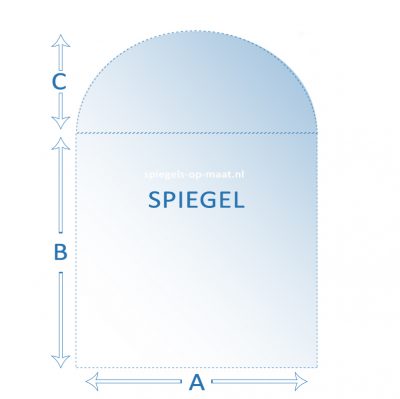 spiegel op maat getoogde bovenzijde