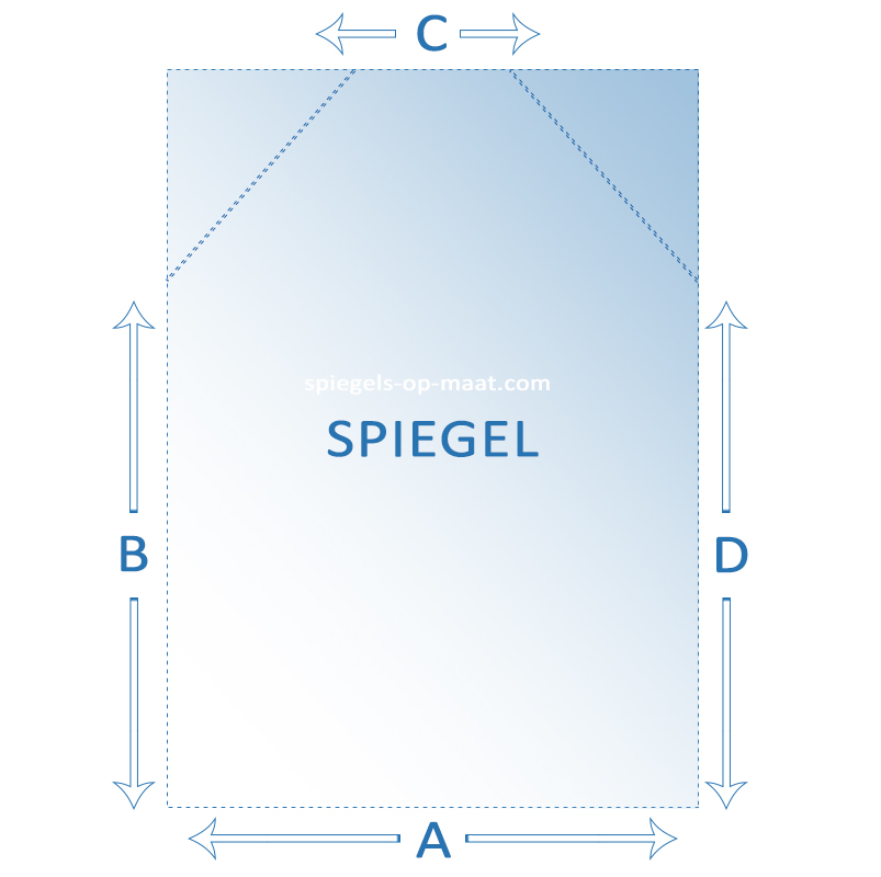 neerhalen slachtoffer schoolbord Spiegel op maat - schuine hoek - spiegels-op-maat.nl